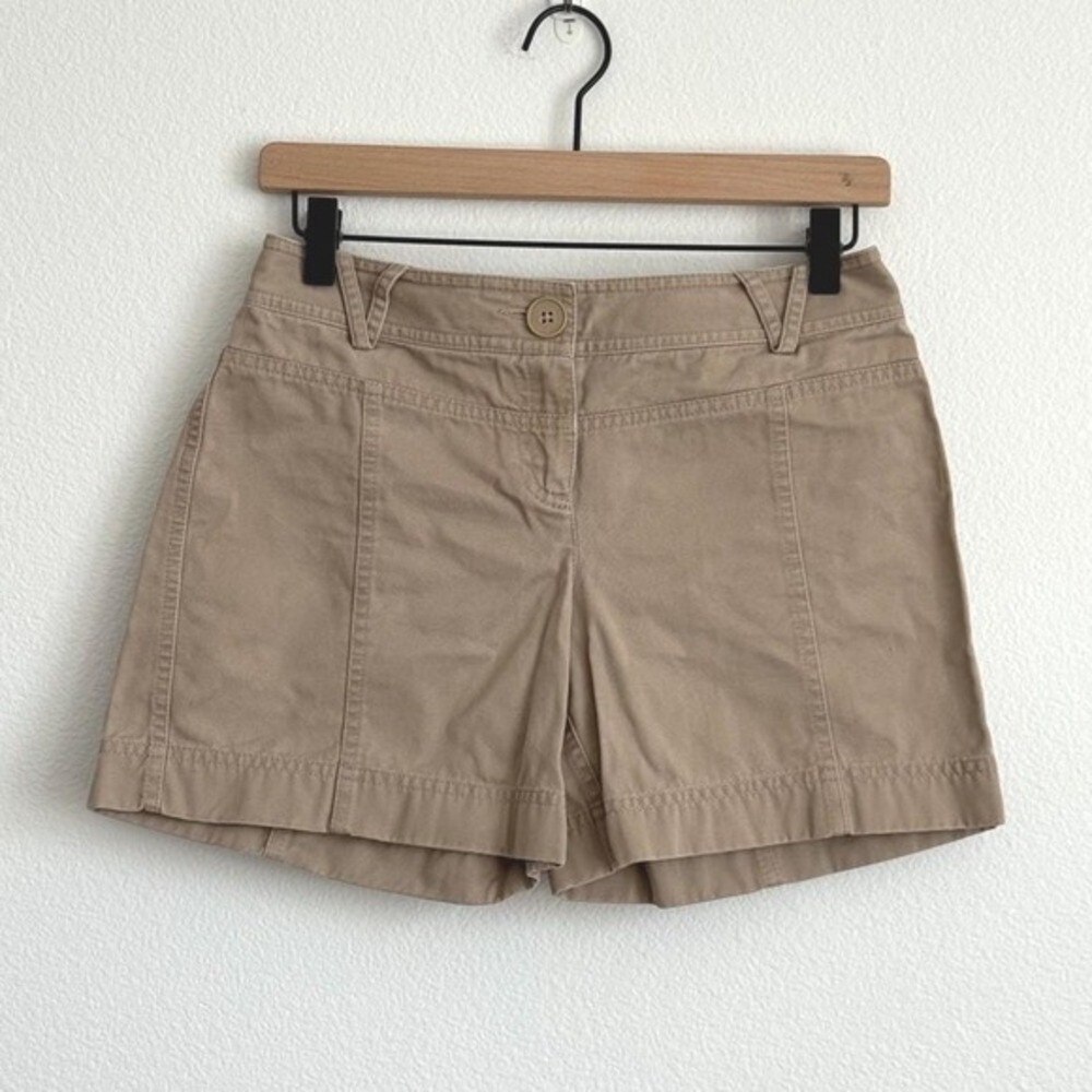 Ann Taylor LOFT Chino Shorts 2 Khaki Preppy Utility Twill Gorpcore Mid Rise